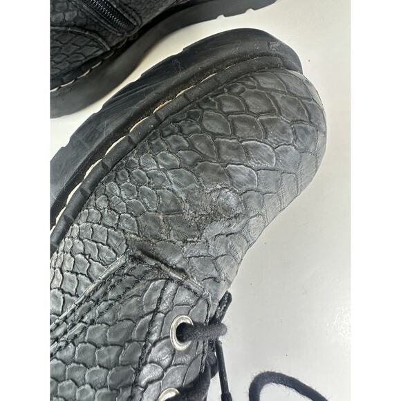 T.U.K. Reptile Pattern Combat Boot Y2k 90's Grunge Punk Gray US Women's Size 10 - Picture 12 of 16